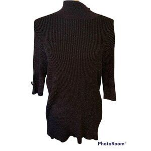 🌸3/$15🌸Black, Purple & Green Shimmer Sweater XL 3/4 Length Sleeves Mock Turtle